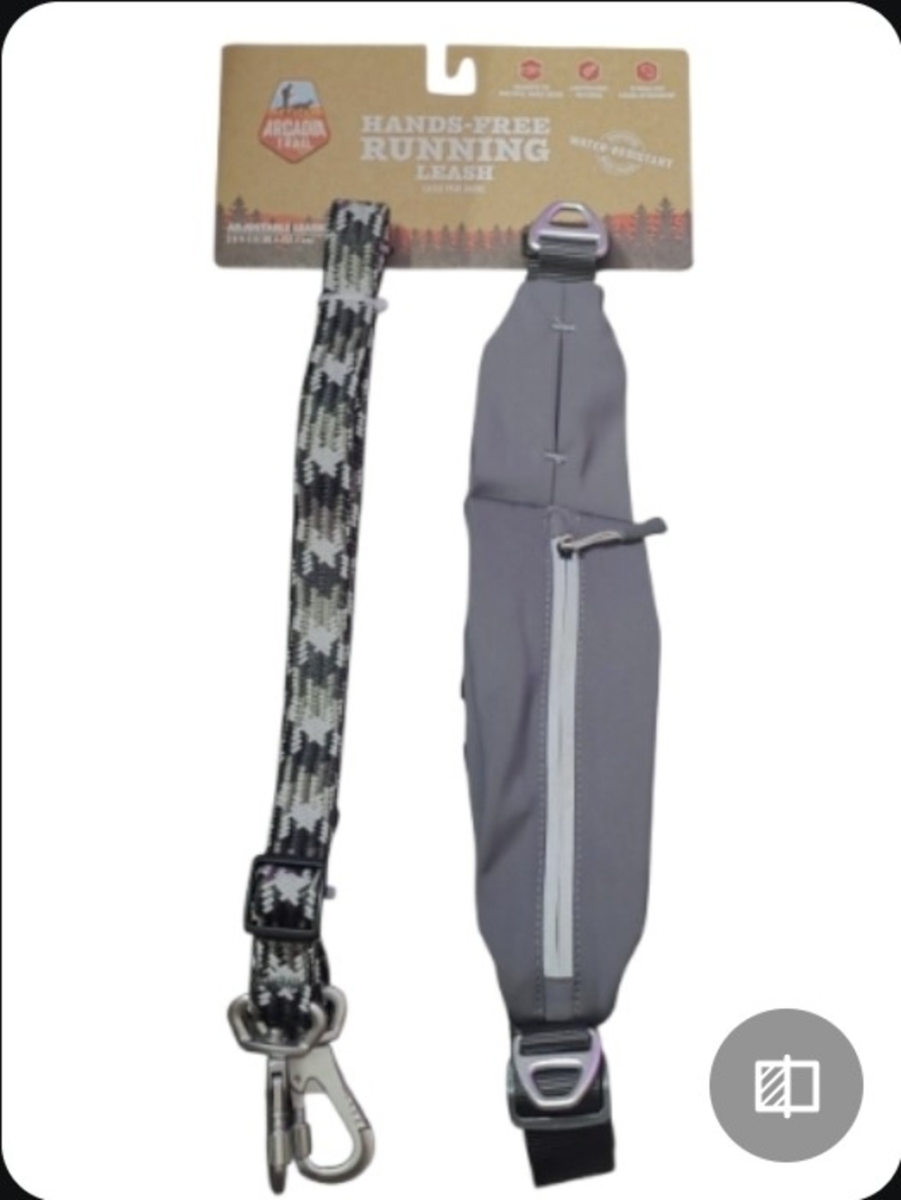Arcadia Hands-Free Running Leash in Black and Gray